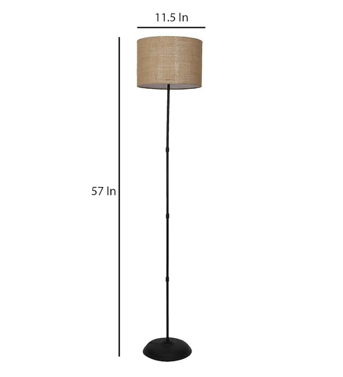 Foldable Metal Floor Lamps with Jute Shade for Home