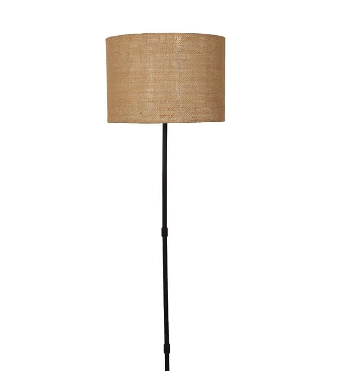 Foldable Metal Floor Lamps with Jute Shade for Home
