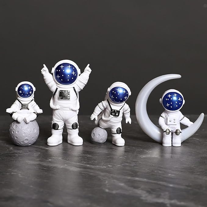 Set of 4 Blue & White Astronaut Figurines