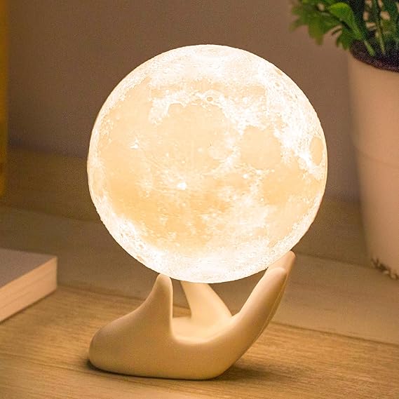3D Moon Lamp with Ceramic Base