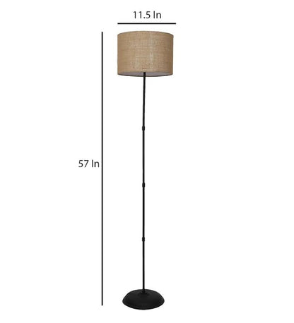 Foldable Metal Floor Lamps with Jute Shade for Home