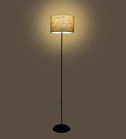 Foldable Metal Floor Lamps with Jute Shade for Home