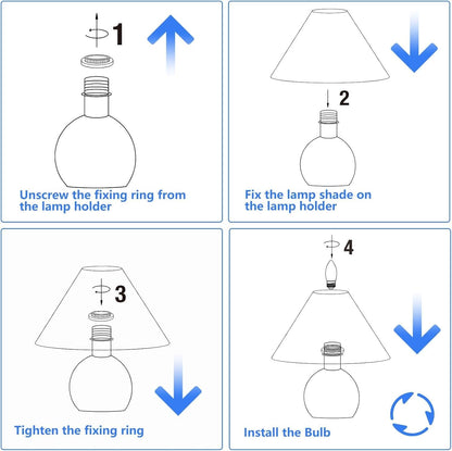 Wire Metal Table Lamp with Fabric Shade