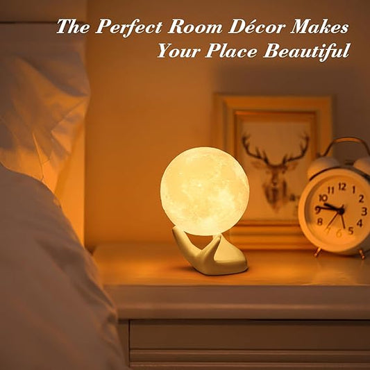 3D Moon Lamp with Ceramic Base