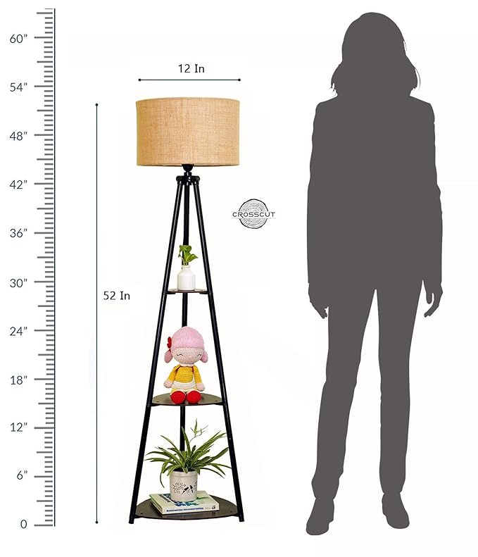 Crosscut Furniture Metal Floor Lamp with 3 Shelves