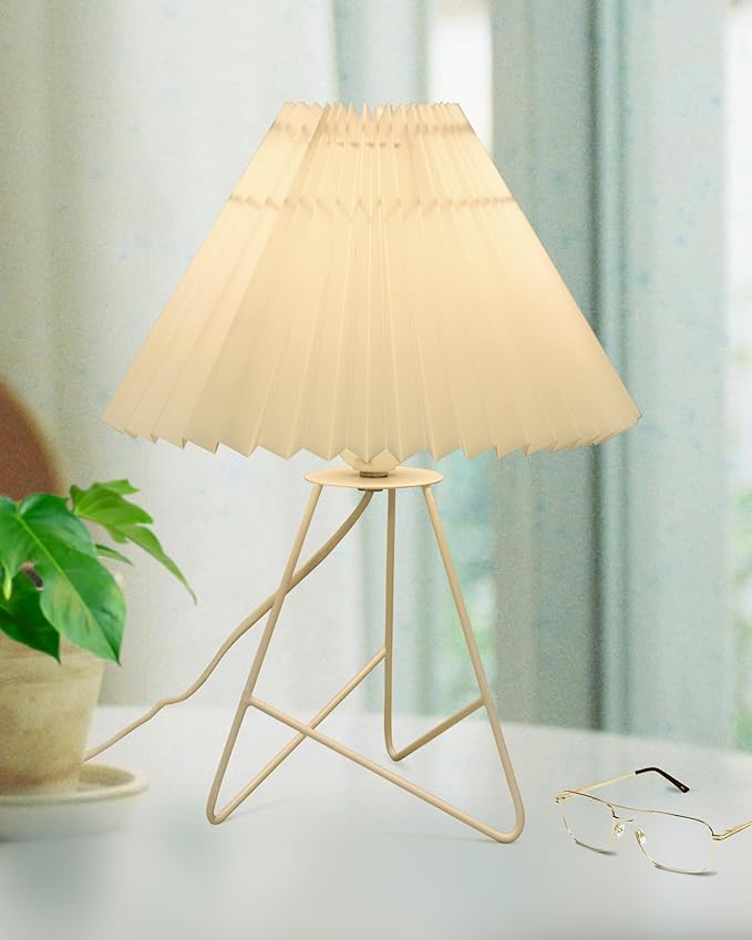 Wire Metal Table Lamp with Fabric Shade