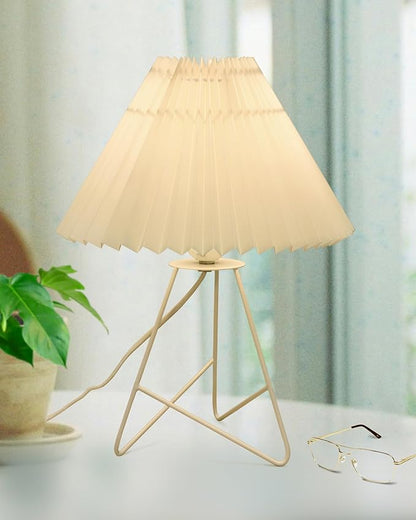 Wire Metal Table Lamp with Fabric Shade