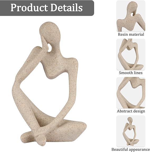Abstract Resin Thinker Statue – Home & Office Decor